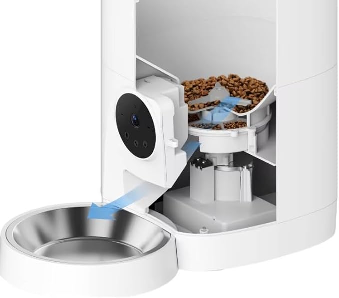 4L Automatic Pet Feeder - Smart Feeder for Cats & Dogs with 2K Camera, 2-Way Audio, App Control, Timer, and Dual Power. WiFi-Enabled, Programmable Feeding for a Healthier Pet Routine.