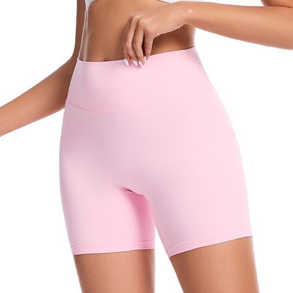 MOREFEEL 3 Pack Workout Gym Shorts Women-5" Seamless Butt Lifting Tummy Control Plus Size Seamless Booty Biker Shorts