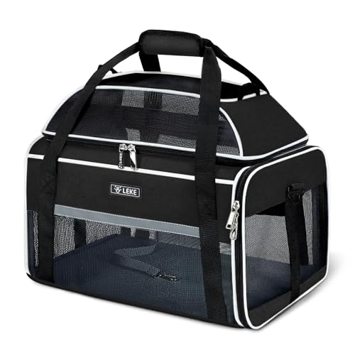 Lekereise Top-Expandable Pet Carrier 17x11x9.5 Inch Alaska Hawaiian Airline Approved Soft Sided Underseat to 12lbs Travel Carriers for Small Dogs and Cats with Locking Safety Zippe - Image 2