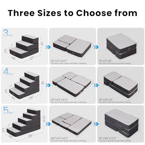 Garnpet 4-Step Adjustable Dog Stairs for Beds, Dog Steps - Image 4