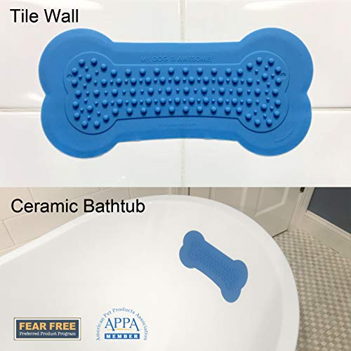 Lick Lick Pad Dog Accessories | Pet Shower Attachment | Dog Peanut Butter Lick Pad | Dog Bathing Station | Dog Bathing Supplies | Veterinarian Used | Suction to Wall | Large (Large - 1 Pack, Yellow)
