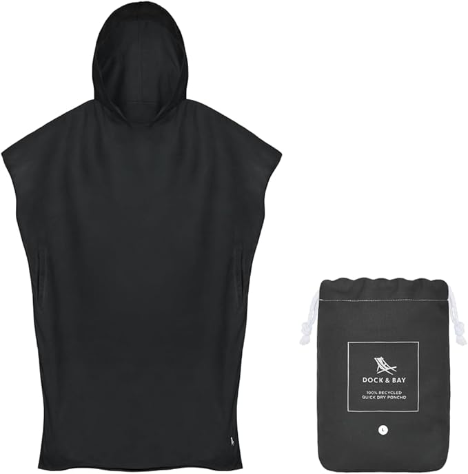 Dock & Bay Adult Poncho - Hooded Towel with Deep Pockets, Changing Robe - Quick Dry - Compact, Lightweight - Includes Bag