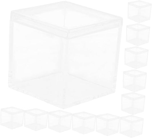 12pcs Acrylic Square Candy Box Set 4.5cm Lidded Storage Containers for Party Favors Chocolate and Desserts Stackable Organizer for Home and Events