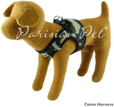 Parisian Pet Step in Dog Harness - Adjustable Freedom Harness - Green Camo Dog Vest Harness - 100% Mesh Fabric Cooling Dog Harness - Idle for Outdoor Adventures - Dog Harness Medium Sized Dog - M