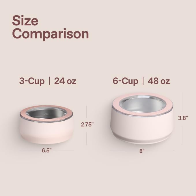 STANLEY Pet Bowl | 6-Cup (48 oz) Insulated Stainless Steel Dog & Cat Bowl | Splash-Resistant Lid | Dishwasher Safe | BPA-Free | Rose Quartz