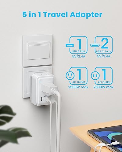 VINTAR Universal Travel Adapter Kit, Type A,C,G,D,I, - Image 4