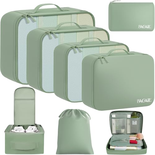 BAGAIL 8 Set Packing Cubes Luggage Packing Organizers for Travel Accessories-Matcha Green - Image 2
