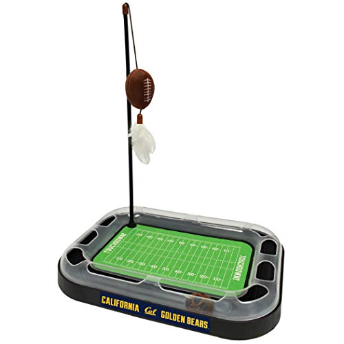 Golden Bears Football Field Cat Scratcher - 5-in-1 Interactive Cat Toy with Wand, Catnip Filled Plush Football & Feathers