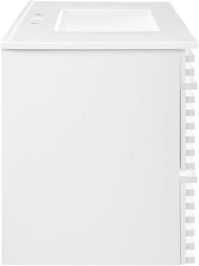 Modway Render 36" Wall-Mount Bathroom Vanity in White White