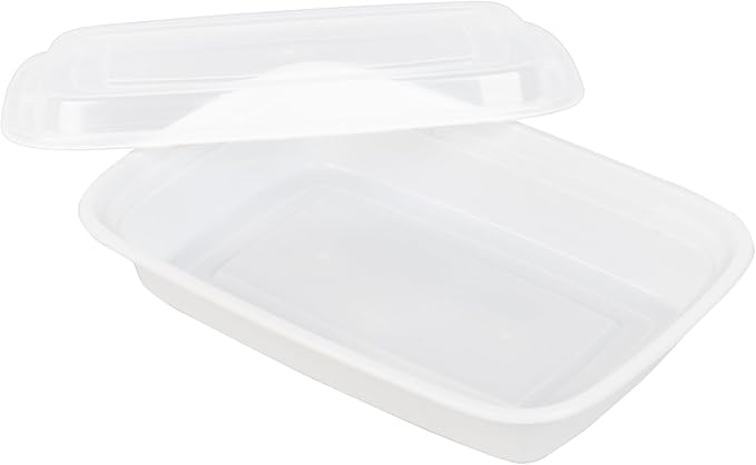 Restaurantware-Asporto 24 Ounce Take Out Containers, 100 Food Containers With Lids - Microwavable, Disposable, White Plastic To Go Boxes For Food, No BPA, For Take Out And Delivery
