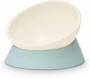 Tilted Angle Dog Bowls - Slanted Resin Dog Cat Food Bowl, Non-Slip Pet Feeder with Detachable Silicone Stand (Green, L - 4 Cup)