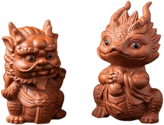 Chinese Zisha Dragon Tea Pet, Ceramic Tea Pet, Handmade Purple Clay Tea Pet for Kung Fu Tea Tray, Tea Pet Decorate Kungfu Tea Tray Accessories (J)