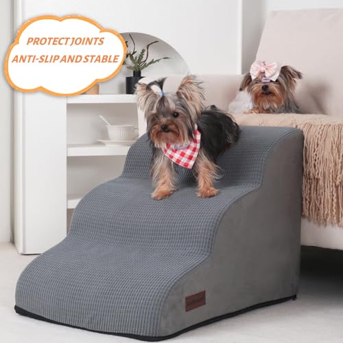 Dog Stairs for Small Dogs and Cats,3-Step Pet Ramp for Bed - Image 7