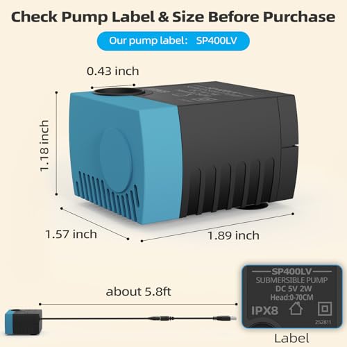 Cat Water Fountain Replacement Pump, SP-400LV Submersible Pump - Image 3