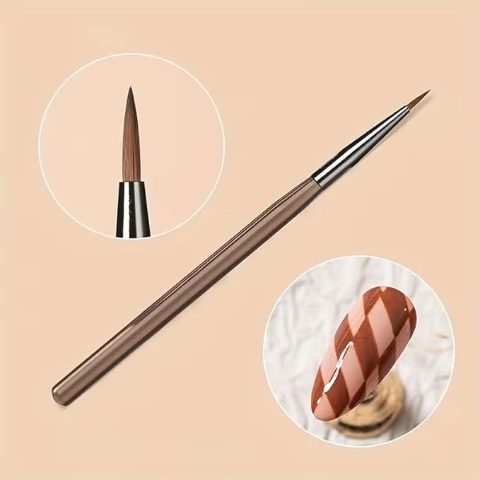 9Pcs Multi-Functional Nail Art Brush Set, Professional Brushes for Gel Polish, French Tip, Ombre, Liner & Clean Up, Manicure Tools for DIY & Salon Nail Design Tools-Brown
