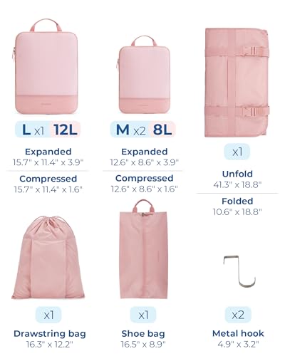 BAGSMART Hanging Compression Packing Cubes 6 Set Cruise Travel Essentials - Image 5