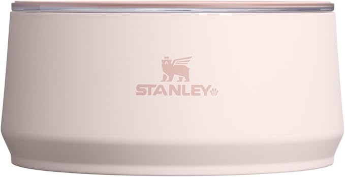 STANLEY Pet Bowl | 6-Cup (48 oz) Insulated Stainless Steel Dog & Cat Bowl | Splash-Resistant Lid | Dishwasher Safe | BPA-Free | Rose Quartz