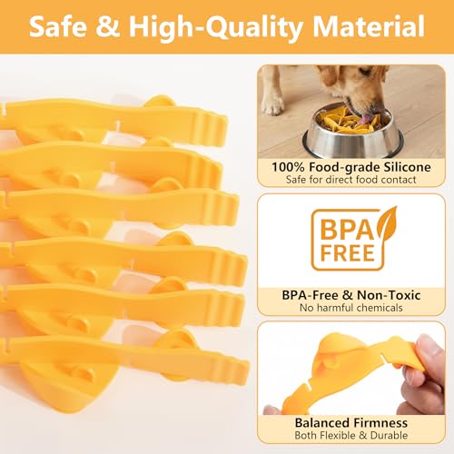 Silicone Dog Slow Feeder Bowl Insert with Suction Cups, Cuttable Food-Grade Lick Mat Divider Fits Stainless Steel Ceramic Glass Dog Bowls, Helps Slow Down Eating, Orange