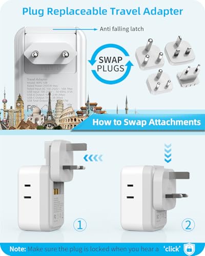 PAEWOK Travel Adapter Set with Type G/C/M/D Detachab - Image 7