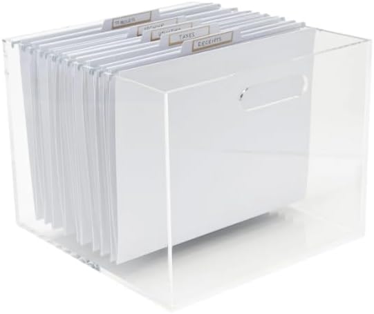 RUSSELL+HAZEL Acrylic File Box, Acrylic File Folder Organizer, Letter Size Hanging File Organizer Box, 12.25" x 12.75" x 10," Acrylic Storage Container for Bathroom, Pantry or Home (55712)