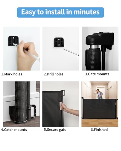 Retractable Baby Gate for Doorways and Stairs, Mesh Safety - Image 6