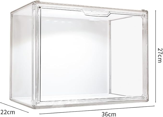 14.17"X10.63"X8.66" Clear Display Case for Figures with Lights, Acrylic Storage Organizers Box with Magnetic Door, Large Dustproof Showcase for Collectibles Action Figure