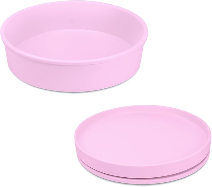 Pantry Organizers and Storage, 1 Set of 9.1 Inch Lazy Susan Organizer and 10 Inch Kitchen Organizers and Storage, Stackable Kitchen Pantry Organizers and Storage for Spice Cans Vegetable Pink