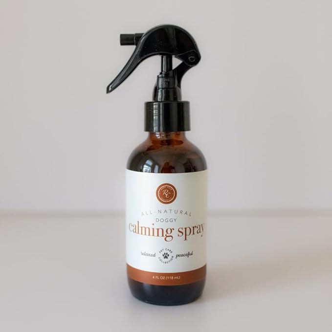 Rowe Casa Organics Doggy Calming Spray – Natural Dog Calming Aromatherapy Spray Made with Lavender Essential Oils to Help Reduce Stress & Soothe Dog Unease Quickly – 118 mL