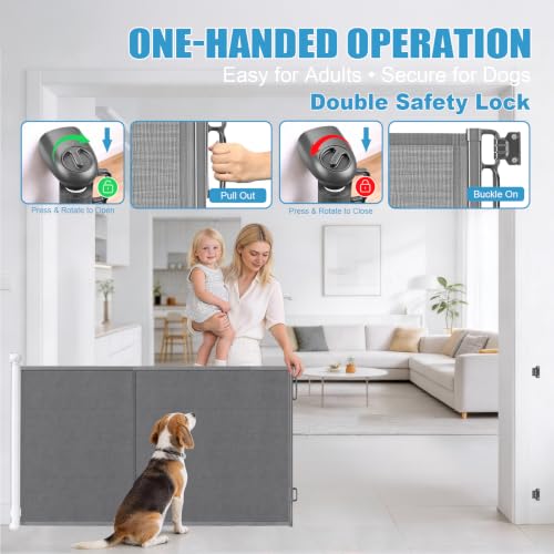 Retractable Dog Gate, 70.8" Wide × 34" Tall Mesh Pet Gate - Image 4