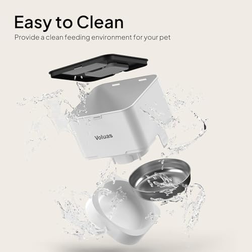 VOLUAS Automatic Cat Feeder, 4L Timed Dry Food Dispenser for Cats & Dogs