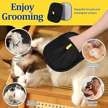 Pet Hair Removal Gloves for Dogs & Cats – Double-Sided Electrostatic Grooming Mitt, Reusable & Washable, Gentle Massage