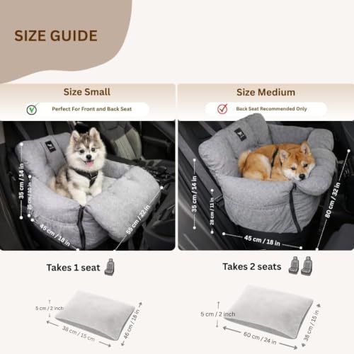 JACKO & CO - Premium Medium Dog Car Seat for Dogs 25-40lbs (Black Medium)