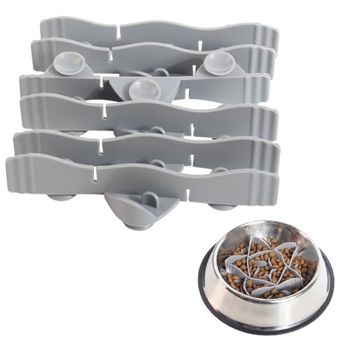 Silicone Dog Slow Feeder Bowl Insert with Suction Cups, Cuttable Food-Grade Lick Mat Divider Fits Stainless Steel Ceramic Glass Dog Bowls, Helps Slow Down Eating, Yellow