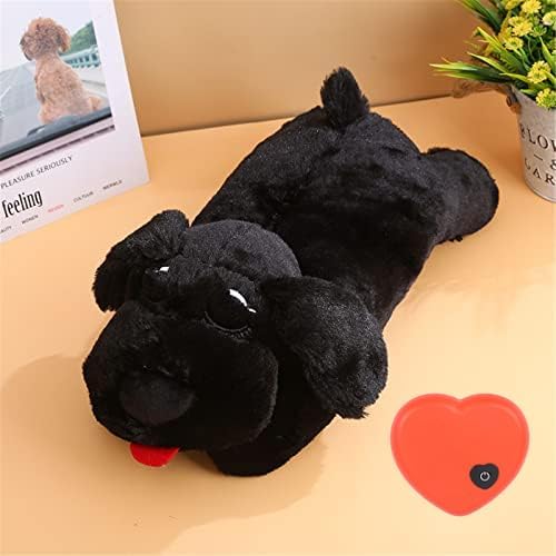 3T GROUP Puppy Heartbeat Stuffed Animal for Dog Heartbeat Toy Sleep Aid for Puppy Essentials Behavioral Training Anxiety Relief Calming Plush Pillow (Black)