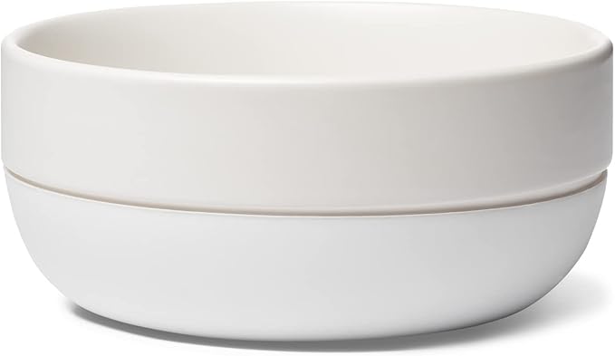 Waggo Ceramic Cling Dog Bowl with Rubber Bottom for Small and Large Breeds - Heavyweight Bowl with Anti-Skid Non Slip Rubber Bottom, Dishwasher Safe (Small, White)