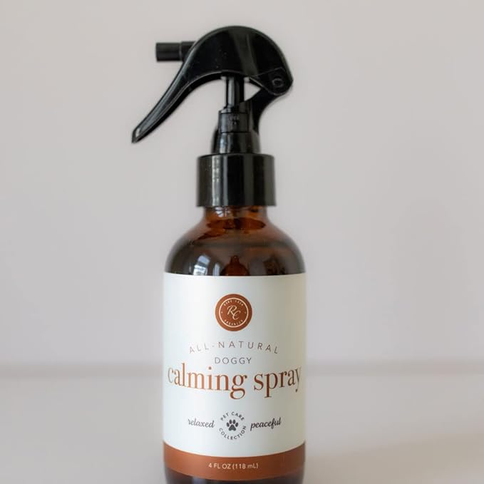 Rowe Casa Organics Doggy Calming Spray – Natural Dog Calming Aromatherapy Spray Made with Lavender Essential Oils to Help Reduce Stress & Soothe Dog Unease Quickly – 118 mL