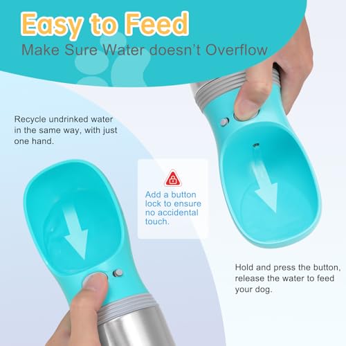 Portable Dog Water Bottle, 14 OZ Stainless Steel Pet | Travel Essentia - Image 5