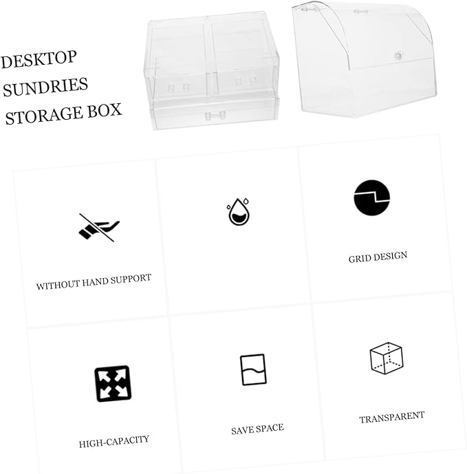 VICASKY Sleek Acrylic Cosmetic Storage Box Lid Desktop Organizer for Makeup Stationery for Valentine Day Birthday