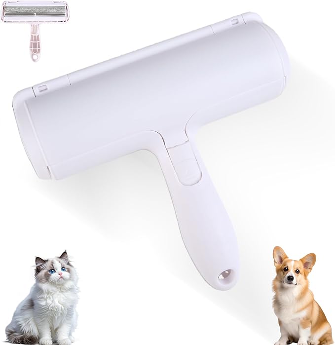 Pet Hair Remover, Reusable Self-Cleaning Lint Roller with Trash Bin for Sofa, Furniture, Carpet, Cat and Dog Hair Removal Tool (Gray)