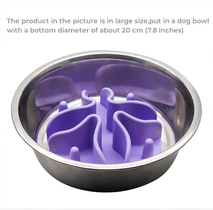 Slow Feeder Insert for Dogs & Cats, 3 Sizes Food-Grade Silicone Anti-Choking Puzzle Feeder, Non-Slip Suction Cup Design, Fits Most Bowls, Bloat Stop Pet Feeding Solution