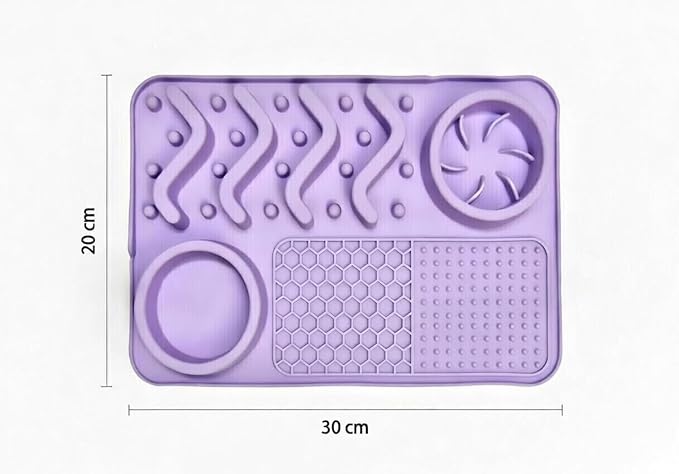 Dog Lick Mat with Bowls & Spatula, Slow Feeder Licking Tray for Dogs, Anxiety Relief Enrichment Mat, Food-Grade Silicone, Non-Slip, Dishwasher & Freezer Safe