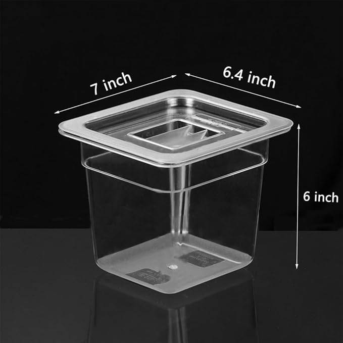 12PCS Clear Food Storage Container 1/6 Size 6 Inch Deep Plastic Food Pan with Lids Salad Bar Containers for Restaurant,Commercial,Hotel,Fruits,Vegetables,Beans