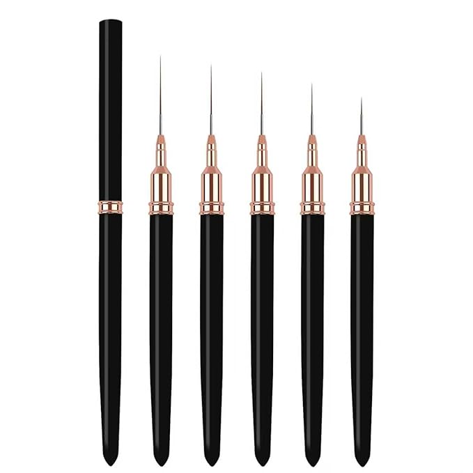 10Pcs Pink & Black Ultra-Fine Nail Liner Brush Set - Professional Nail Art Detail Brush for French Tip, Intricate Patterns, Fine Line Painting & Gel Polish Manicure, Salon & DIY Manicure Tool Kit
