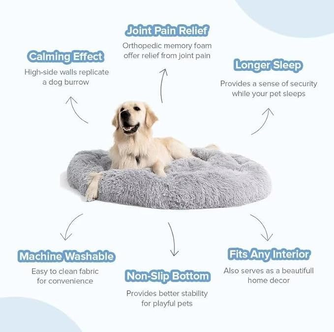 Anxiety Relief Dog Bed - Mr Fluffy Friend Anti-Anxiety Original Calming Plush Pet Bed for Chewing, Crate Training & Thunderstorm Stress (A-Brown,XS-40CM)
