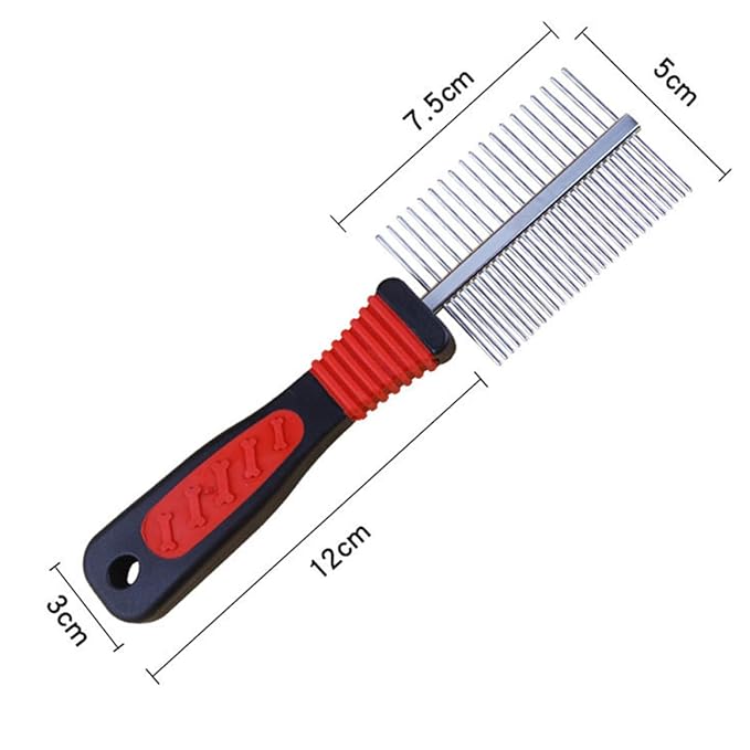 2pcs Double-row Stainless Steel Pet Grooming Combs for Dogs and Puppies, Fine Pin Hair Cleaning Tool for Dog Hair Care and Shedding Control