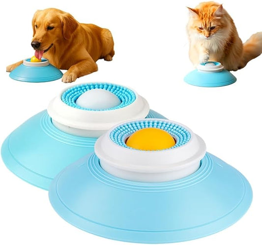 New Lick Sphere Dog,Feeder Dog Bowls for Liquid Treat,Large Medium Small Breeds Dietary Supplement/Post-op Nutrition,Interactive Slow Feeder & Anxiety Relief Treat (Blue -2pcs)