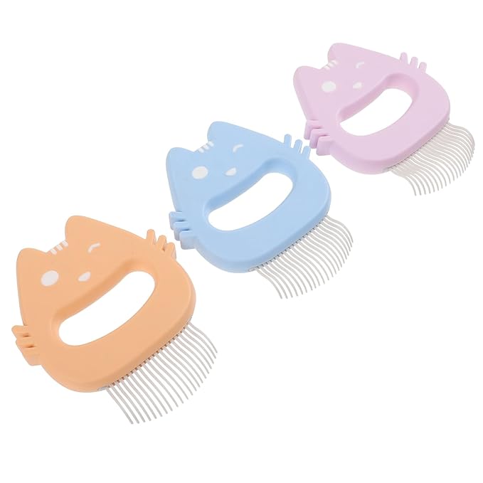 GANAZONO 3pcs Pet Hair Removal Comb Set with Silicone Handle, Portable Dog and Cat Massage Grooming Brushes for Shedding Control, Household Compact Hair Combs for Cats and Dogs
