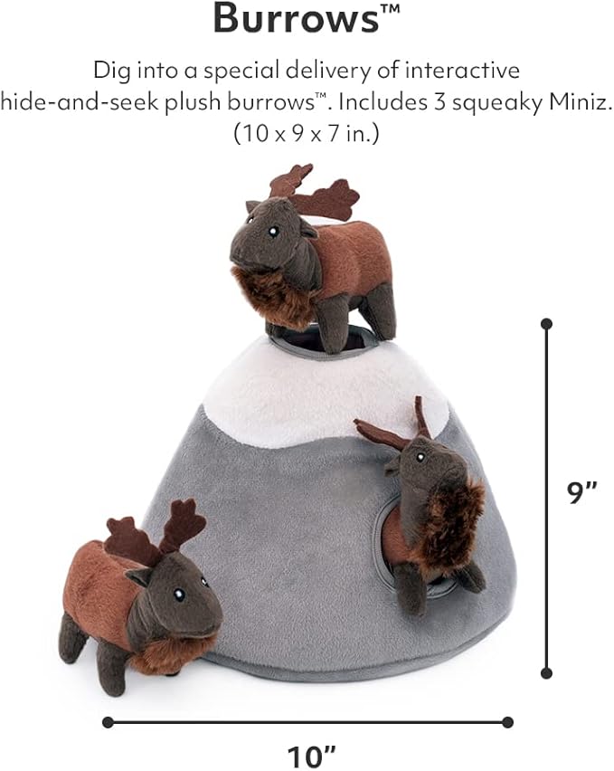 ZippyPaws Burrow, Woodland Friends Elk Mountain - Interactive Dog Toys for Boredom - Hide and Seek Dog Toys, Colorful Squeaky Dog Toys for Small & Medium Dogs, Plush Dog Puzzles
