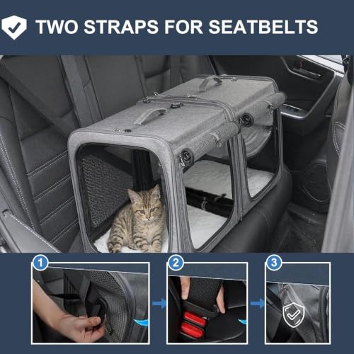 Extra Large Cat Carrier for 2 Cats with Travel Litter Box, 2-in-1 - Image 4
