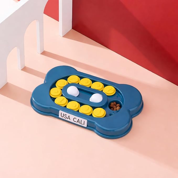 Interactive Dog Puzzle Toy for Treat Training, Bone-Shaped Enrichment Toy with Sliding Compartments & Rolling Balls, Mental Stimulation Slow Treat Dispenser for Small Medium Large Dogs